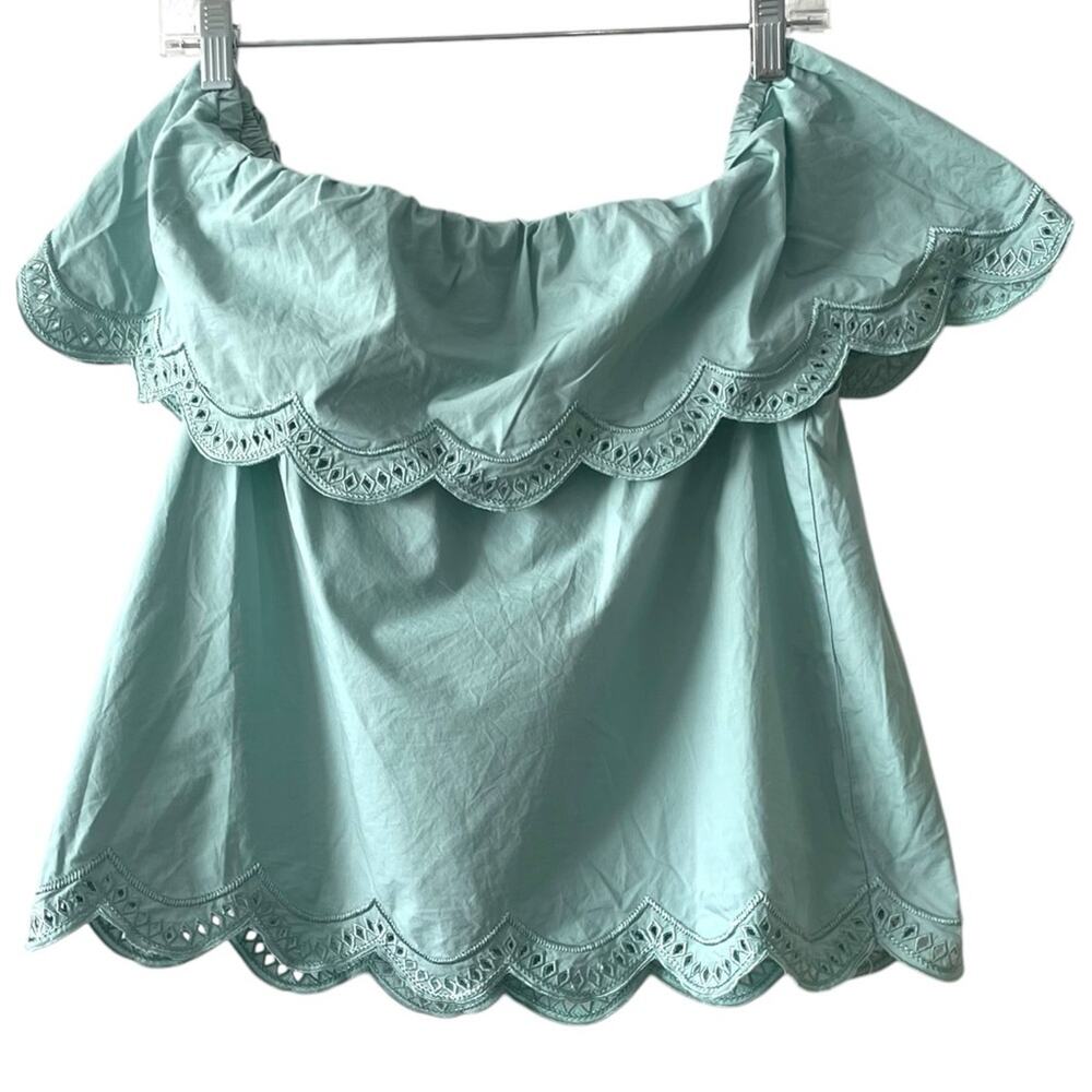 Sugar + Lips Off-the-Shoulder Blouse | Mint Green | Size Small